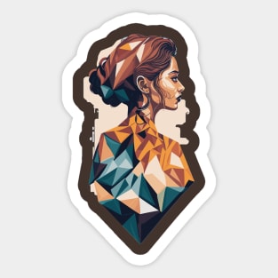 geometric woman from behind Sticker